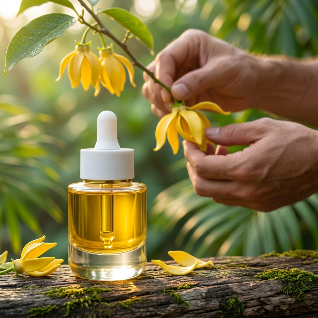 Cueillette traditionnelle des fleurs d'ylang-ylang à Anjouan